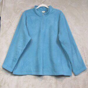 L.L. Bean Women’s Teal Turquoise Mock Neck 1/4 Zip Fleece Pullover Jacket 3X